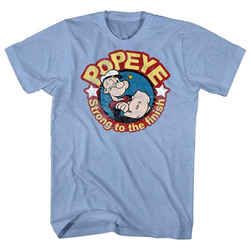 Popeye Mens S/S T-Shirt - Popeye Strong - Heather Light Blue Heather