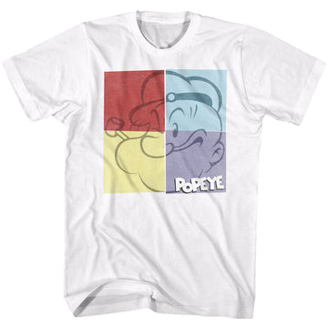 Popeye Mens S/S T-Shirt - Popeye Square - Solid White