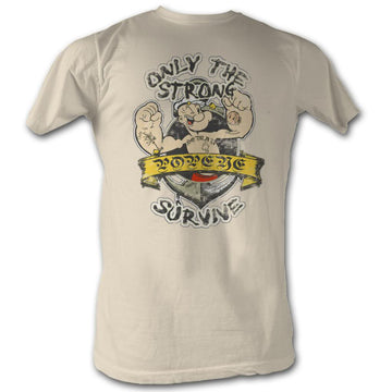 Popeye Mens S/S T-Shirt - Only The Strong - Solid Natural