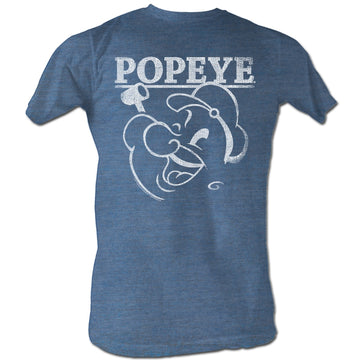 Popeye Mens S/S T-Shirt - Popeye - Heather Pacific Blue Heather