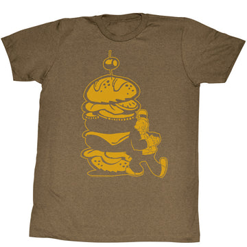Popeye Mens S/S T-Shirt - Burger For The Boy - Heather Mocha Heather