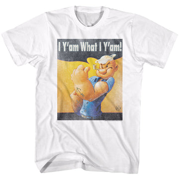 Popeye Mens S/S T-Shirt - Guess What - Solid White