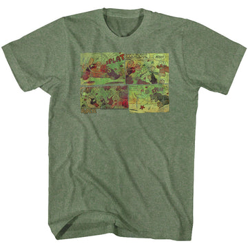 Popeye Mens S/S T-Shirt - Fightin Around The World - Solid Military Green