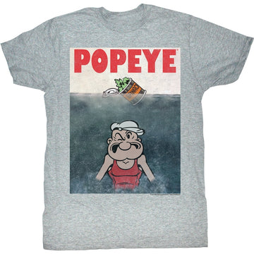 Popeye Mens S/S T-Shirt - Beware Of Popeye - Heather Gray Heather