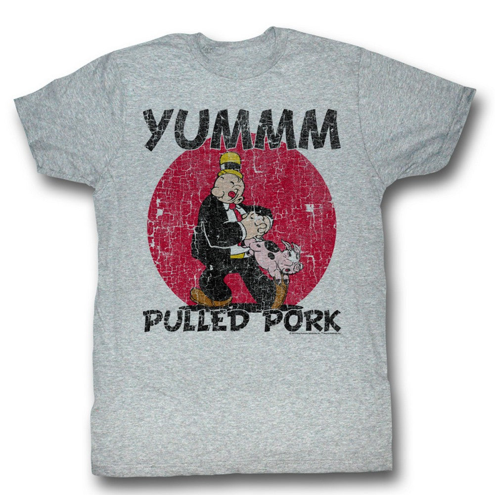 Popeye Mens S/S T-Shirt - Pulled Pork - Heather Gray Heather