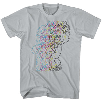 Popeye Mens S/S T-Shirt - Cmyk - Solid Silver