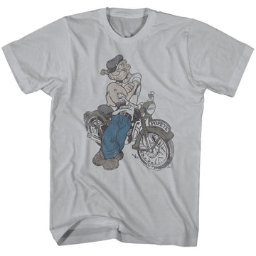 Popeye Mens S/S T-Shirt - Cycle - Solid Silver