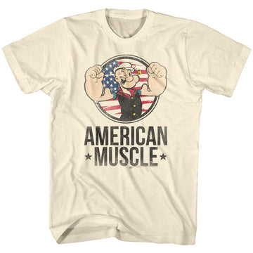 Popeye Mens S/S T-Shirt - Muscle - Solid Natural