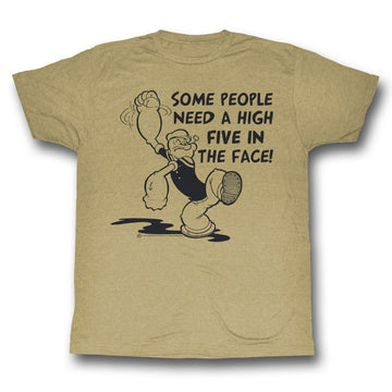 Popeye Mens S/S T-Shirt - Hi 5 - Heather Khaki Heather