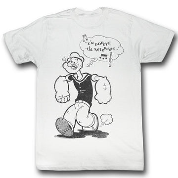 Popeye Mens S/S T-Shirt - Sailorman - Solid White