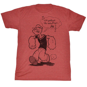 Popeye Mens S/S T-Shirt - Sailorman - Heather Red Heather
