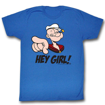 Popeye Mens S/S T-Shirt - Hey Girl - Solid Royal