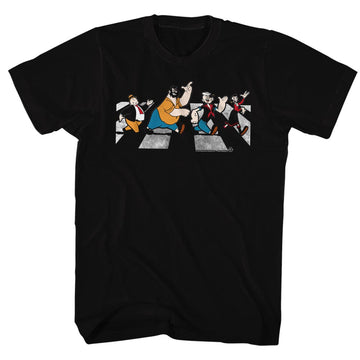 Popeye Mens S/S T-Shirt - Crosswalk - Solid Black