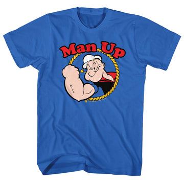 Popeye Mens S/S T-Shirt - Man Up - Solid Royal