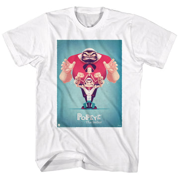 Popeye Mens S/S T-Shirt - Popeye And Friends - Solid White