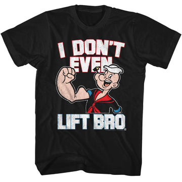 Popeye Mens S/S T-Shirt - Aintliftin - Solid Black