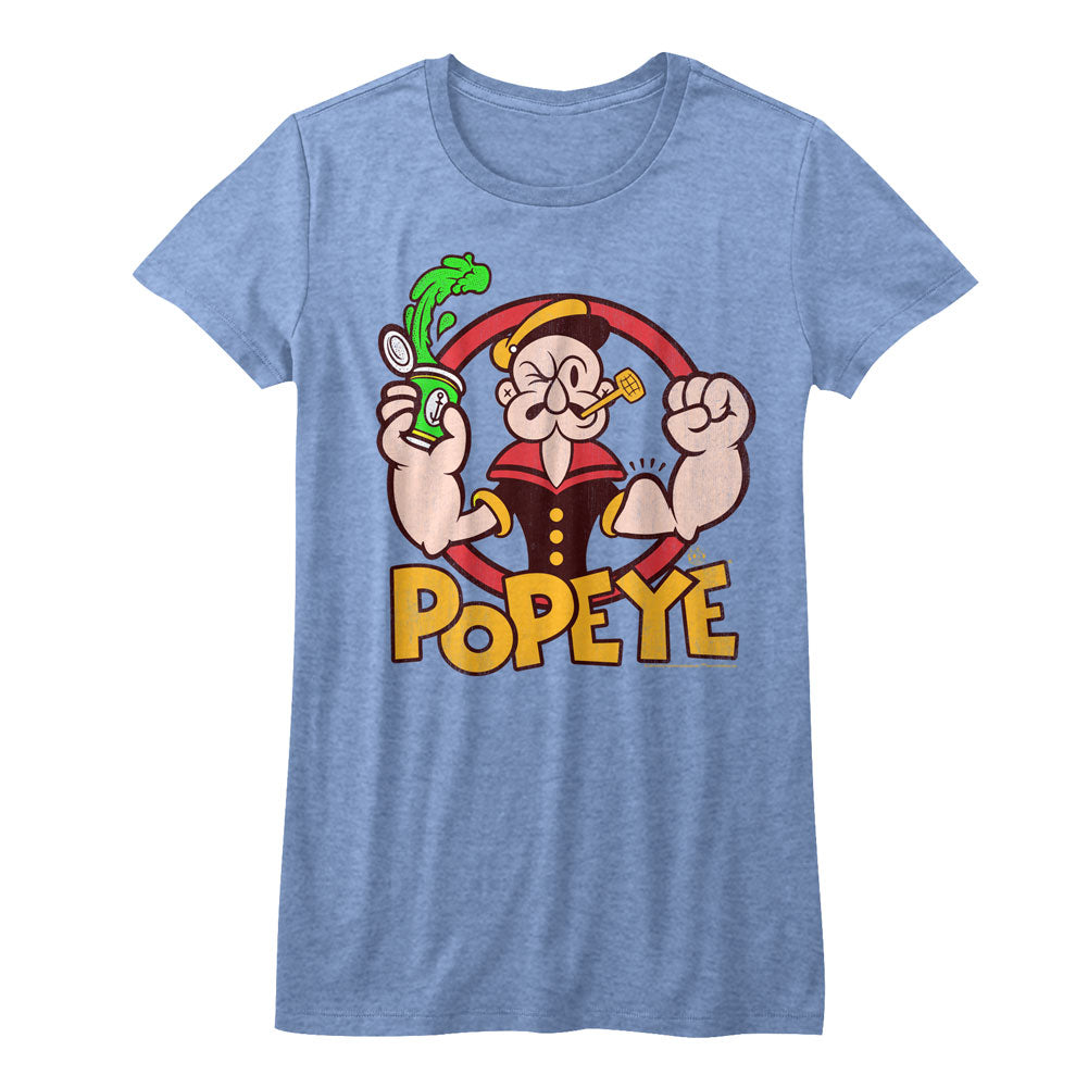 Popeye Girls Juniors S/S T-Shirt - Spinach - Heather Royal Heather