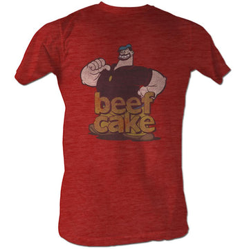Popeye Mens S/S T-Shirt - Beefcake - Heather Red Heather