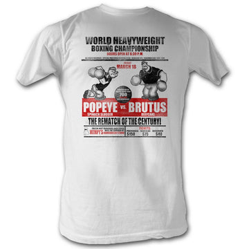 Popeye Mens S/S T-Shirt - Popeye Vs. Brutus - Solid White