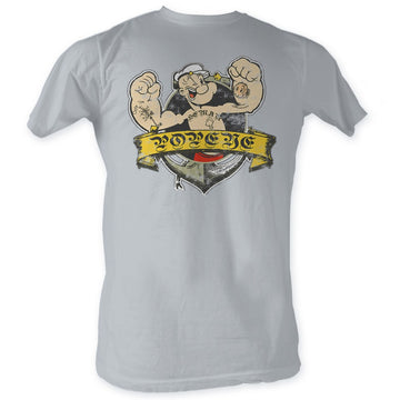 Popeye Mens S/S T-Shirt - Tattoo - Solid Silver