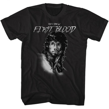 Rambo Mens S/S T-Shirt - Feels Like The First Time - Solid Black