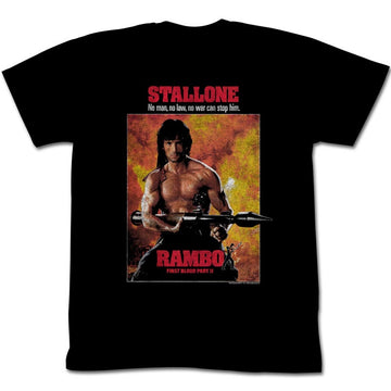 Rambo Mens S/S T-Shirt - Part Ii - Solid Black