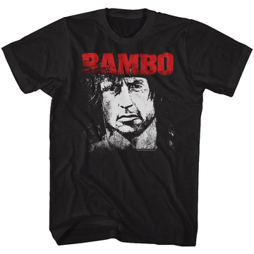 Rambo Mens S/S T-Shirt - Red & White - Solid Black