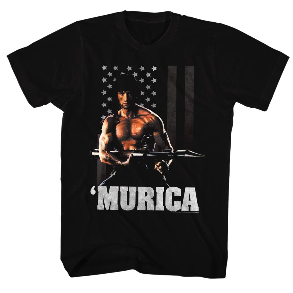 Rambo Mens S/S T-Shirt - Freedom - Solid Black
