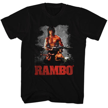 Rambo Mens S/S T-Shirt - 3 Way - Solid Black