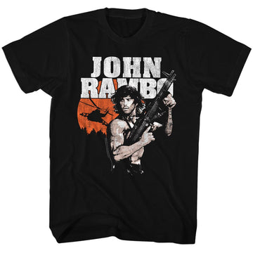 Rambo Mens S/S T-Shirt - John Rambo - Solid Black