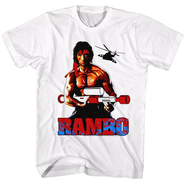Rambo Mens S/S T-Shirt - Water Logger - Solid White