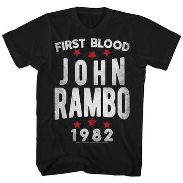 Rambo Mens S/S T-Shirt - Stars - Solid Black