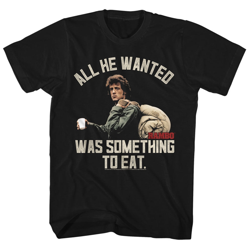 Rambo Mens S/S T-Shirt - Something To Eat - Solid Black