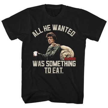 Rambo Mens S/S T-Shirt - Something To Eat - Solid Black