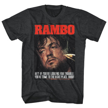 Rambo Mens S/S T-Shirt - Gimme Dat Sizzle - Heather Black Heather