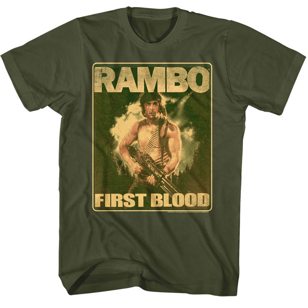 Rambo Mens S/S T-Shirt - Lil Ramblins - Solid Military Green