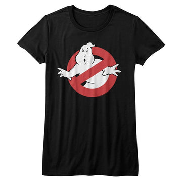 Real Ghostbusters Girls Juniors S/S T-Shirt - Symbol - Solid Black