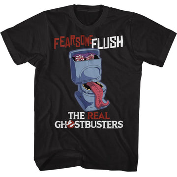 Real Ghostbusters Mens S/S T-Shirt - Fearsome Flush - Solid Black