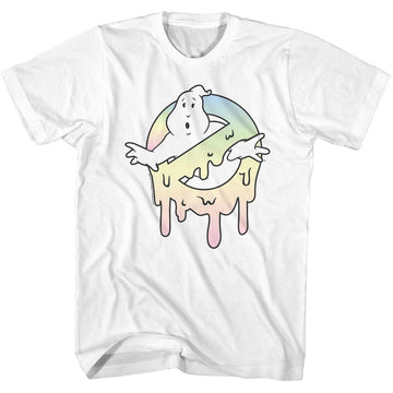 Real Ghostbusters Mens S/S T-Shirt - Pastel Slime - Solid White