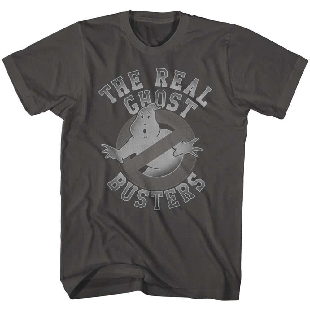 The Real Ghostbusters Mens S/S T-Shirt - Tonal Ghost Symbol - Solid Smoke