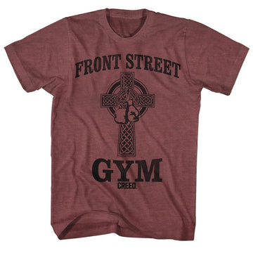 Rocky Mens S/S T-Shirt - Frontstreetgym - Heather Vintage Maroon Heather