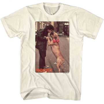 Rocky Mens S/S T-Shirt - Kissy Dog - Solid Natural