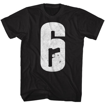 Rainbow Six Mens S/S T-Shirt - 6 Siege - Solid Black