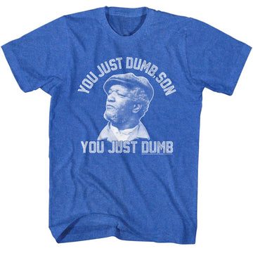 Redd Foxx Mens S/S T-Shirt - Dumb, Son - Heather Royal Heather