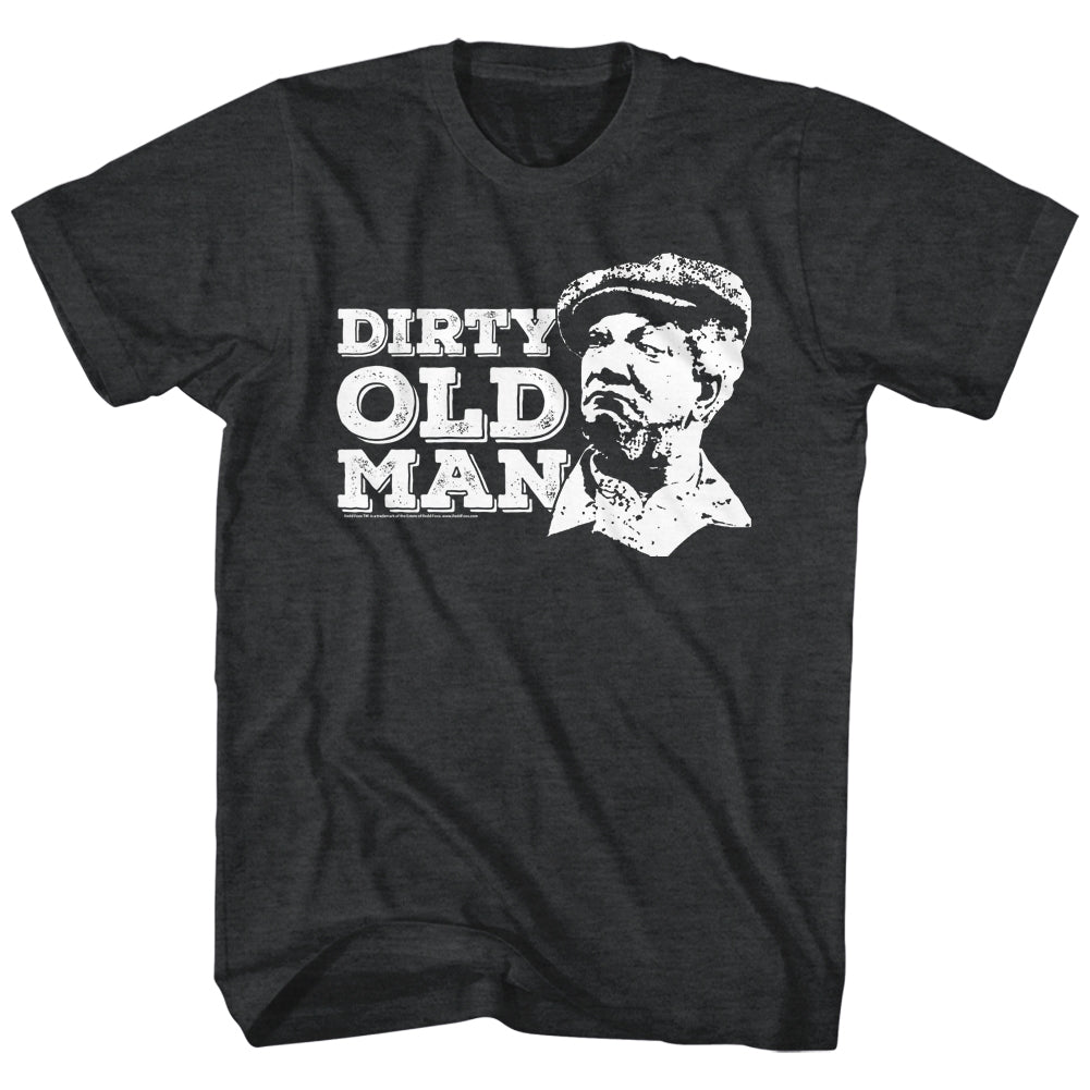 Redd Foxx Mens S/S T-Shirt - Dirty Old Man - Heather Black Heather