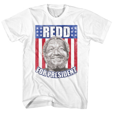 Redd Foxx Mens S/S T-Shirt - Foxx For President - Solid White