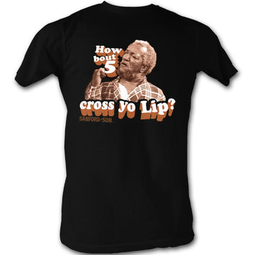 Redd Foxx Mens S/S T-Shirt - 5 Cross Yo Lips - Solid Black