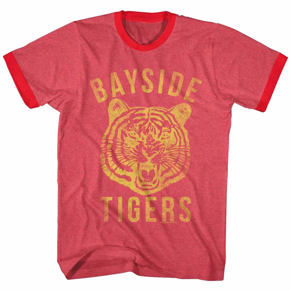 Saved By The Bell Mens S/S Ringer T-Shirt - Reppin' - Heather/Solid Red Heather/Red