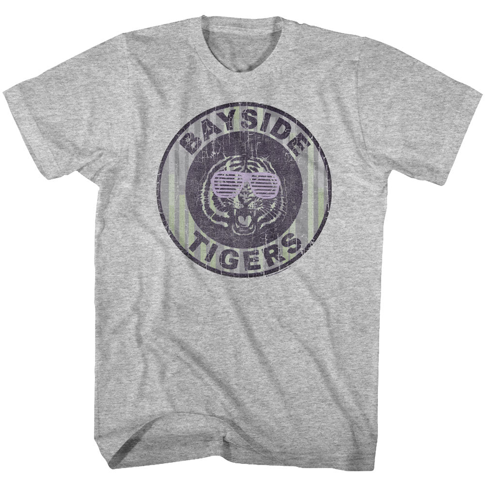 Saved By The Bell Mens S/S T-Shirt - Pinstripe Bayside - Heather Gray Heather