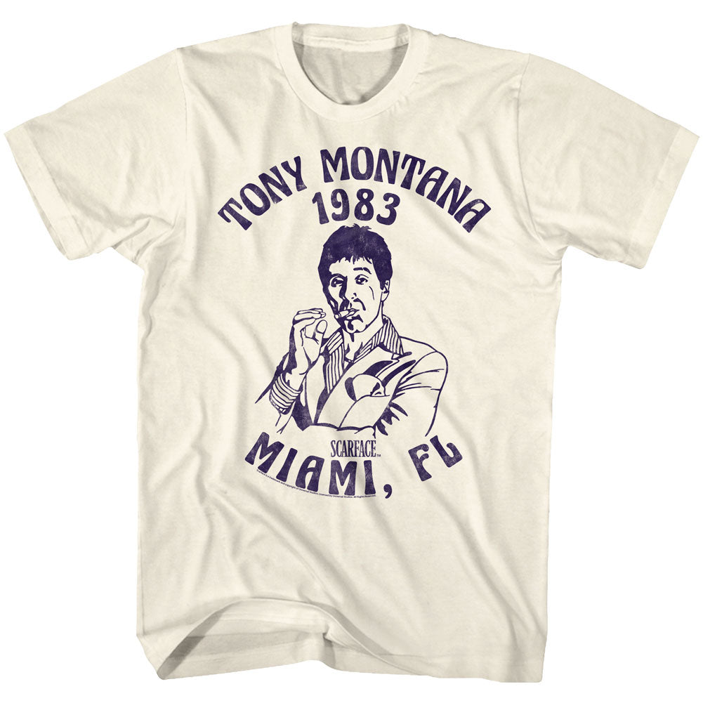 Scarface Mens S/S T-Shirt - Miami '83 - Solid Natural